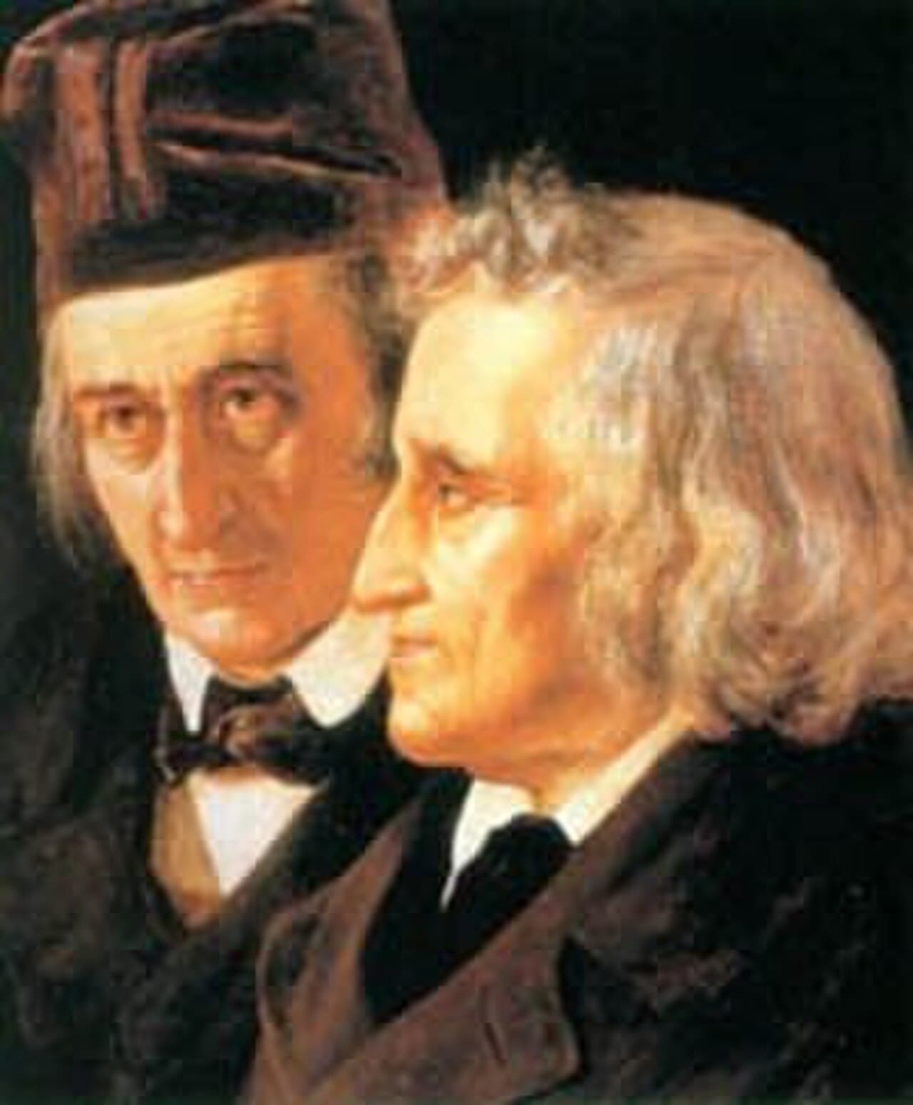 Wilhelm (left) and Jacob Grimm, 1855. Daguerreotype by Hermann Biow.