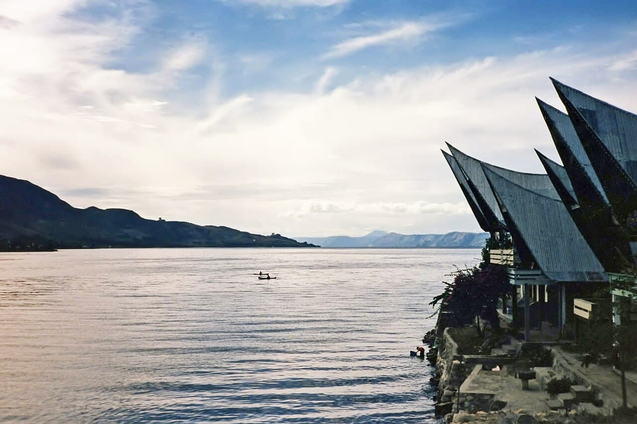Lake Toba, north Sumatra. The caldera is the collapsed remnant of one of the largest volcanic eruptions in geological history.