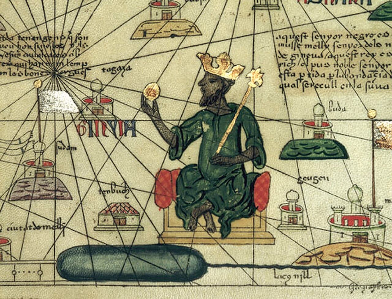 Mansa Musa as depicted on the Catalan Atlas of 1375. The first known European portrait of an African king.