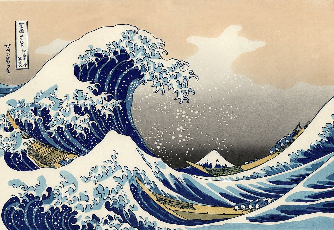 Under the Wave off Kanagawa, by Katsushika Hokusai. The first print in the Thirty-six Views of Mount Fuji series, c. 1831.