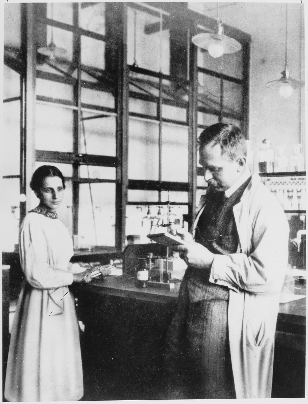 Otto Hahn and Lise Meitner in the Berlin Kaiser Wilhelm Institute, around 1912. Their collaboration ran for thirty years.