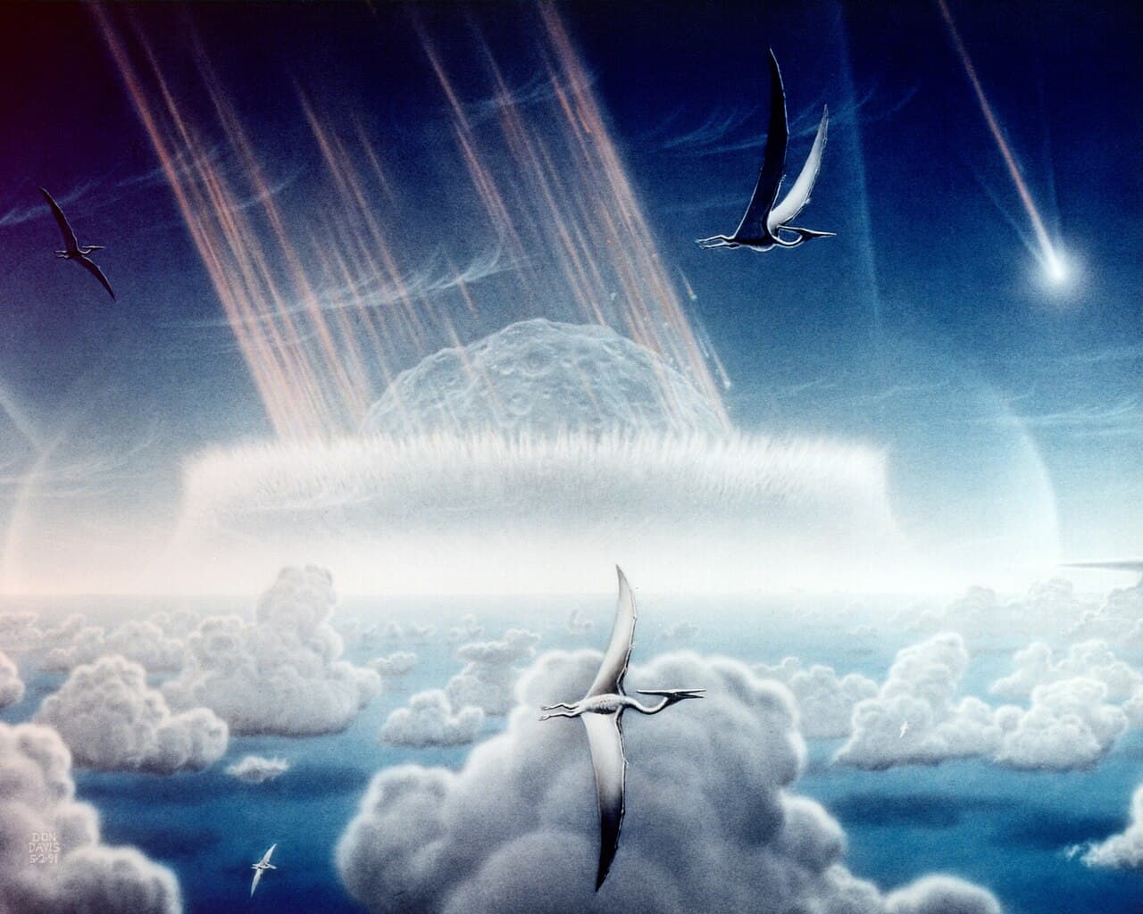An artist's reconstruction of the Chicxulub impact, 66 million years ago.